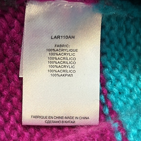 Molly Bracken Acrylic Cowl Neck Colorblock Knit Sweater Women’s XL NWT - Picture 7 of 7